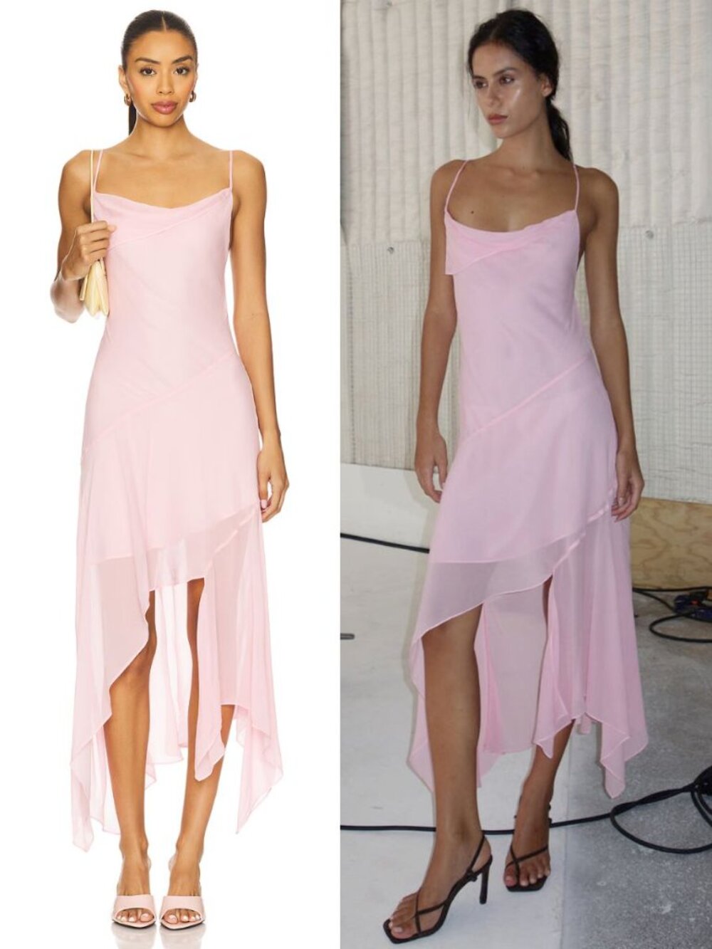 Bec & Bridge Tallis Dress Powder Pink Asymmetric Chiffon Midi NWT Size 2